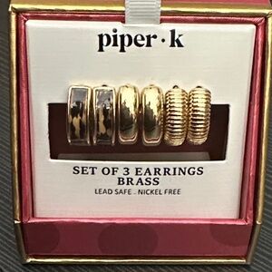 Piper K Gold and Brown Earrings Set